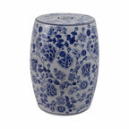 Stool - Blue Ceramic Elegant Hydrangea Chinoiserie, 18 in.