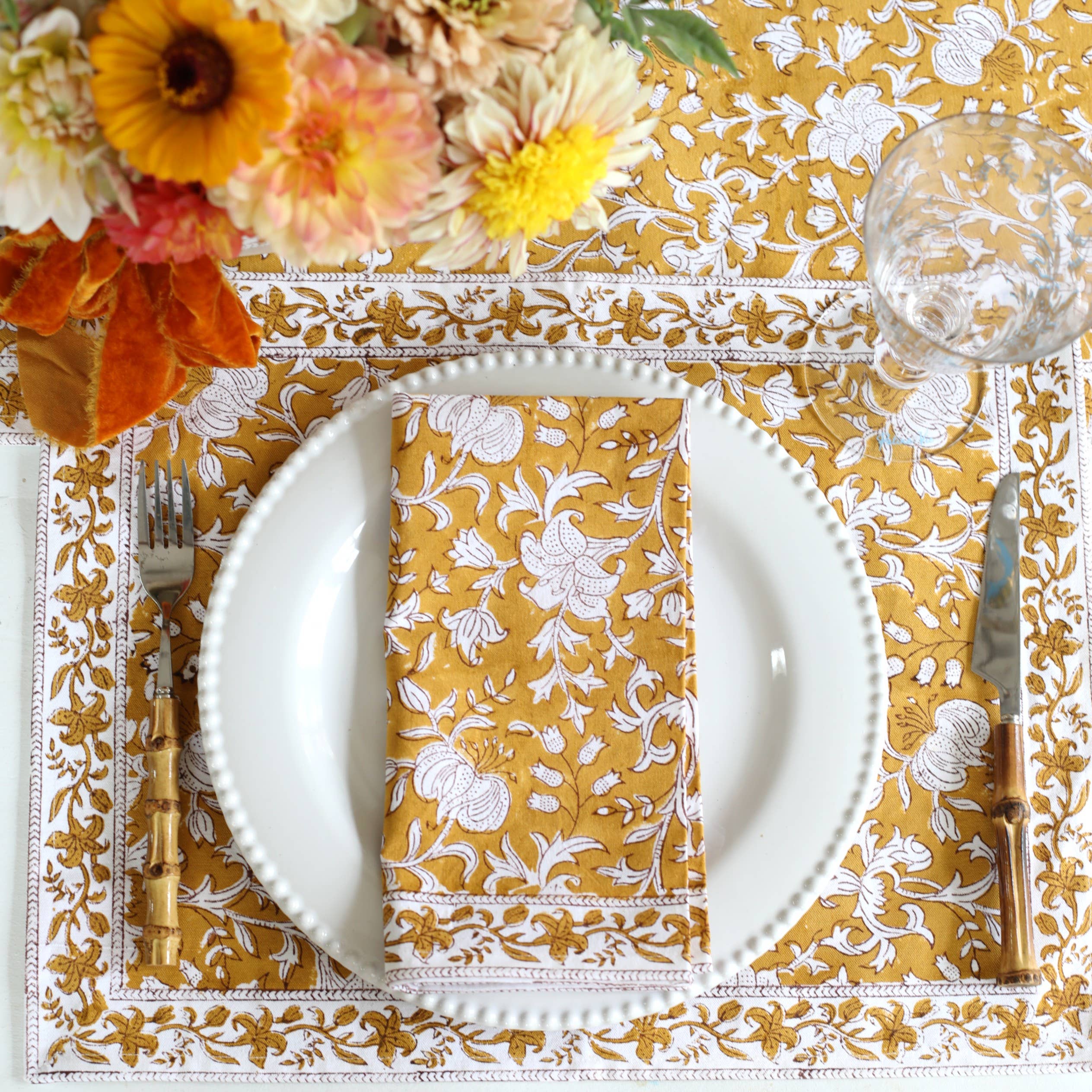 Napkin Pacho Saffron Floral, Set of 4