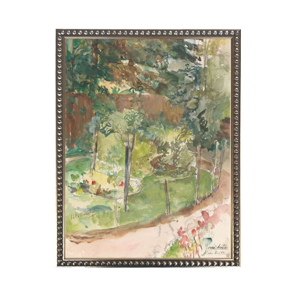 Watercolor landscape of garden