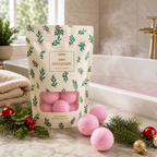 Mini Bath Bombs Gift Bag - Christmas holly -  Cranberry Fizz