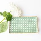 Decorative Vanity Tray, Green Cane Print Resin