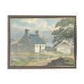 Watercolor hillside barn and house landscape