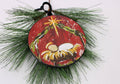 6IN METAL DISC ORN MANGER RED