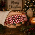Christmas Coasters, Red Candy Cane Braided Cotton Gift Sets: Green-4pk