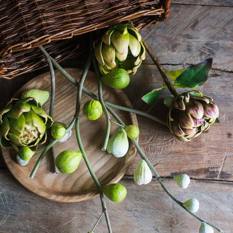 Artificial Fig Fruit Stem 30" Tall Silk Branch: Green / One Stem