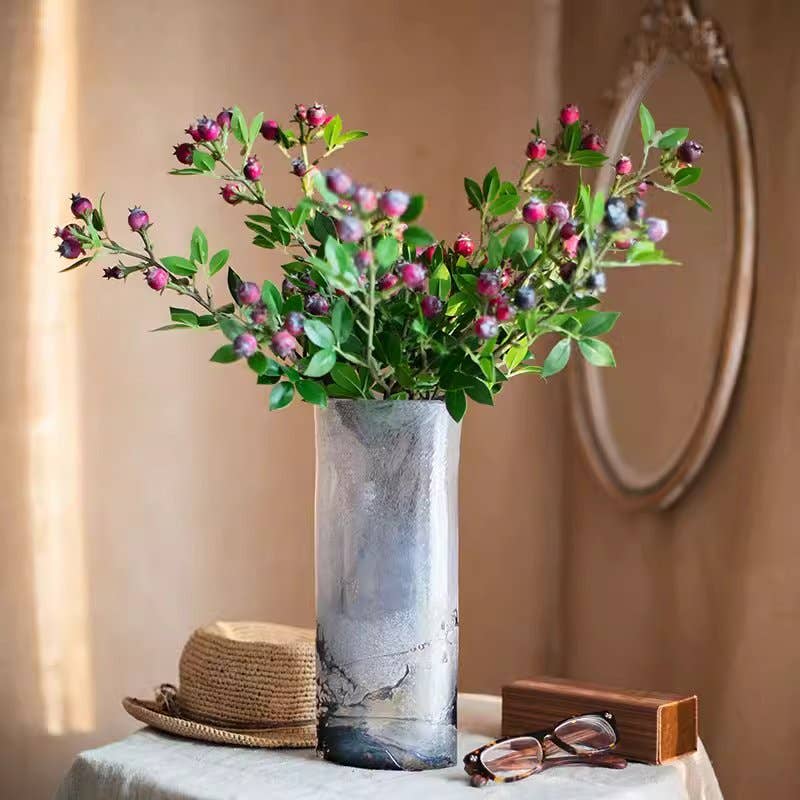 Artificial Fruit Alpine Blueberry Stem 22.4" Tall Silk Plant: Red / One Stem