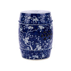 B&W Garden Stool Plum Blossom Motif