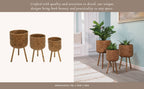 Planter Set of 3 - Brown Bamboo Wood Wicker, 11/13/15 in.