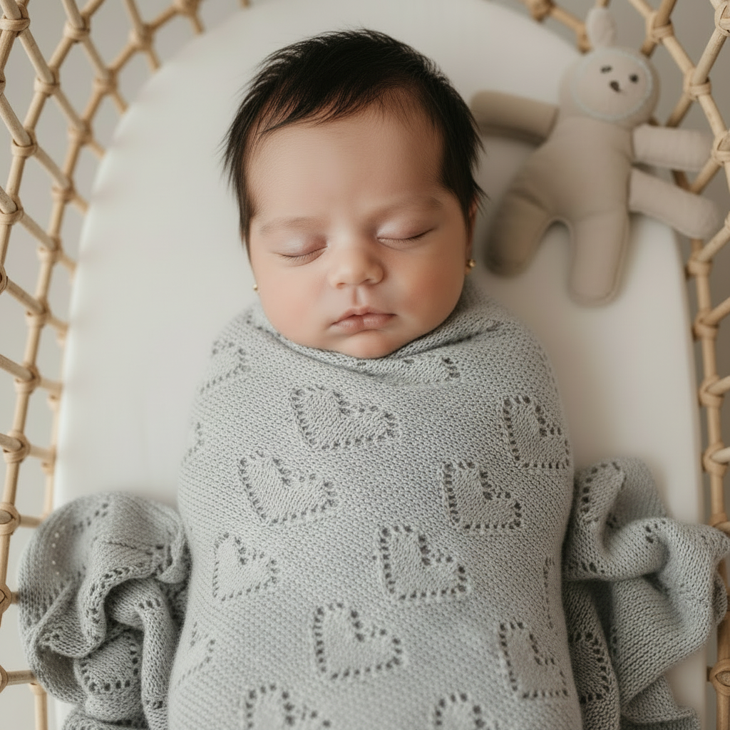 Baby Blanket - Heart: Grey
