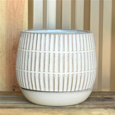 Ramos Linear Cachepot with Saucer, Stoneware - 6
