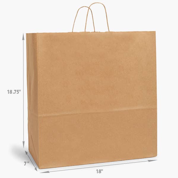 Brown Kraft Paper Retail Shopping Bags: 100 Pack / Vogue 16x6x12.5"
