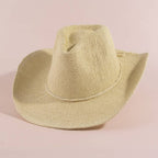 Paper Straw Braided Cord Band Cowboy Hat: KA
