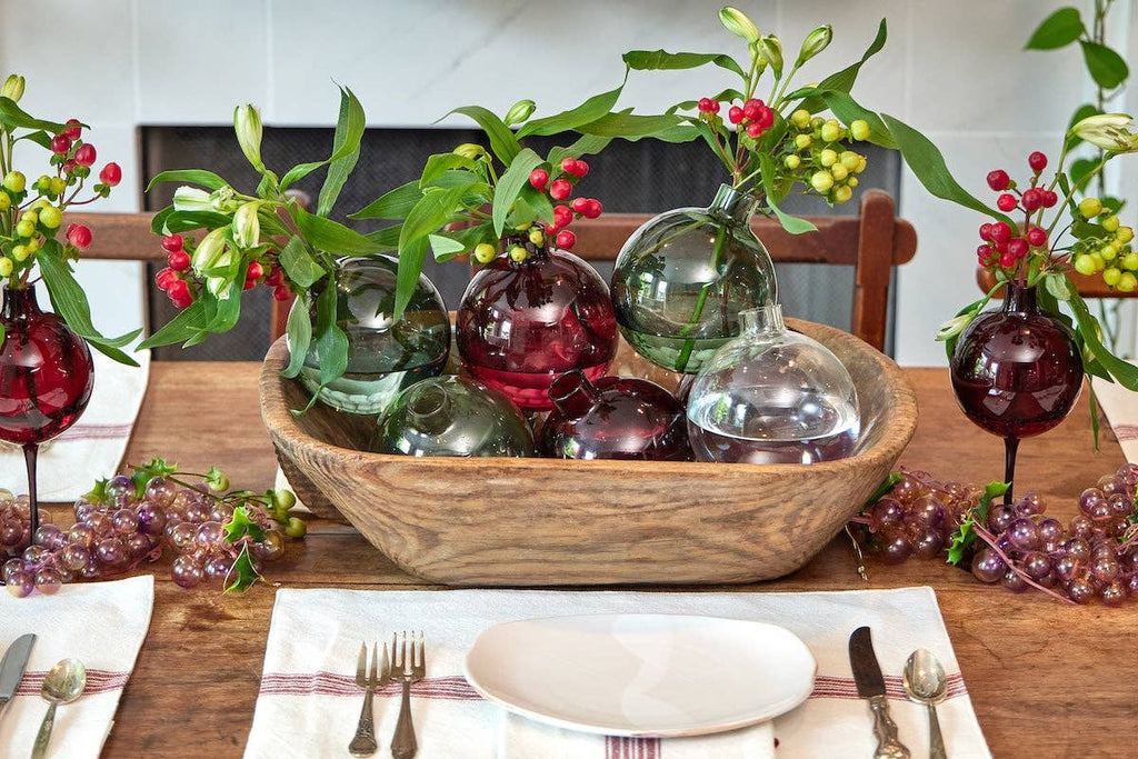 Glass Sphere Bud Vase, Spruce Green