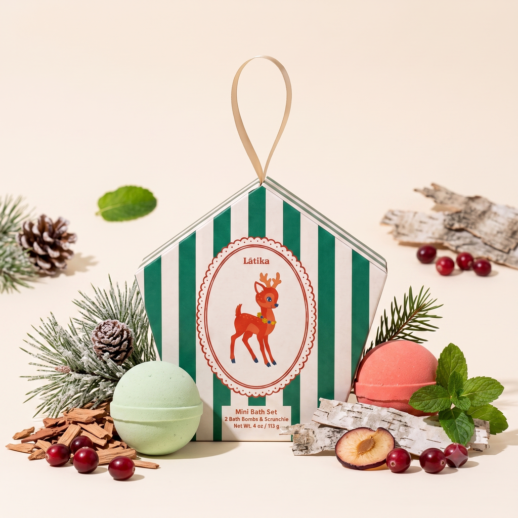 Mini Bath Bomb Ornament Set - Baby Deer Christmas Gift Box