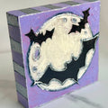 Halloween Bats and Moon Textured Handpainted Wood Block Art