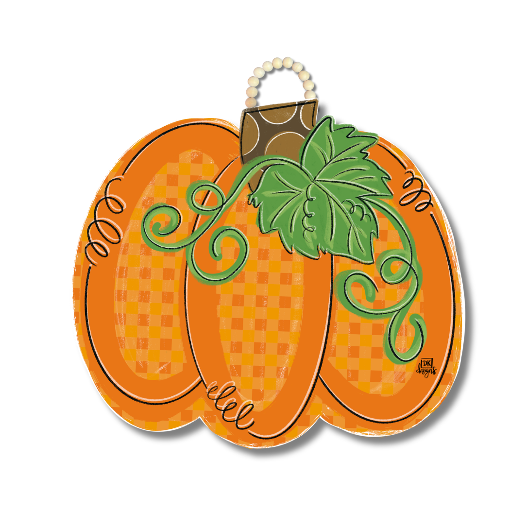Gingham Pumpkin Door Hanger