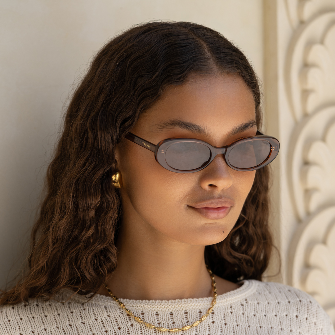 Mimi Acetate Oval Sunglasses : Brown