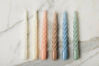 Lacquered Twisted Taper Candles, Sage Green, Boxed, Set of 6