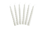 Lacquered Twisted Taper Candles, White, Boxed, Set of 6