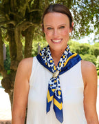 Meredith Spotted Scarf Medium NAVY GOLD: Default