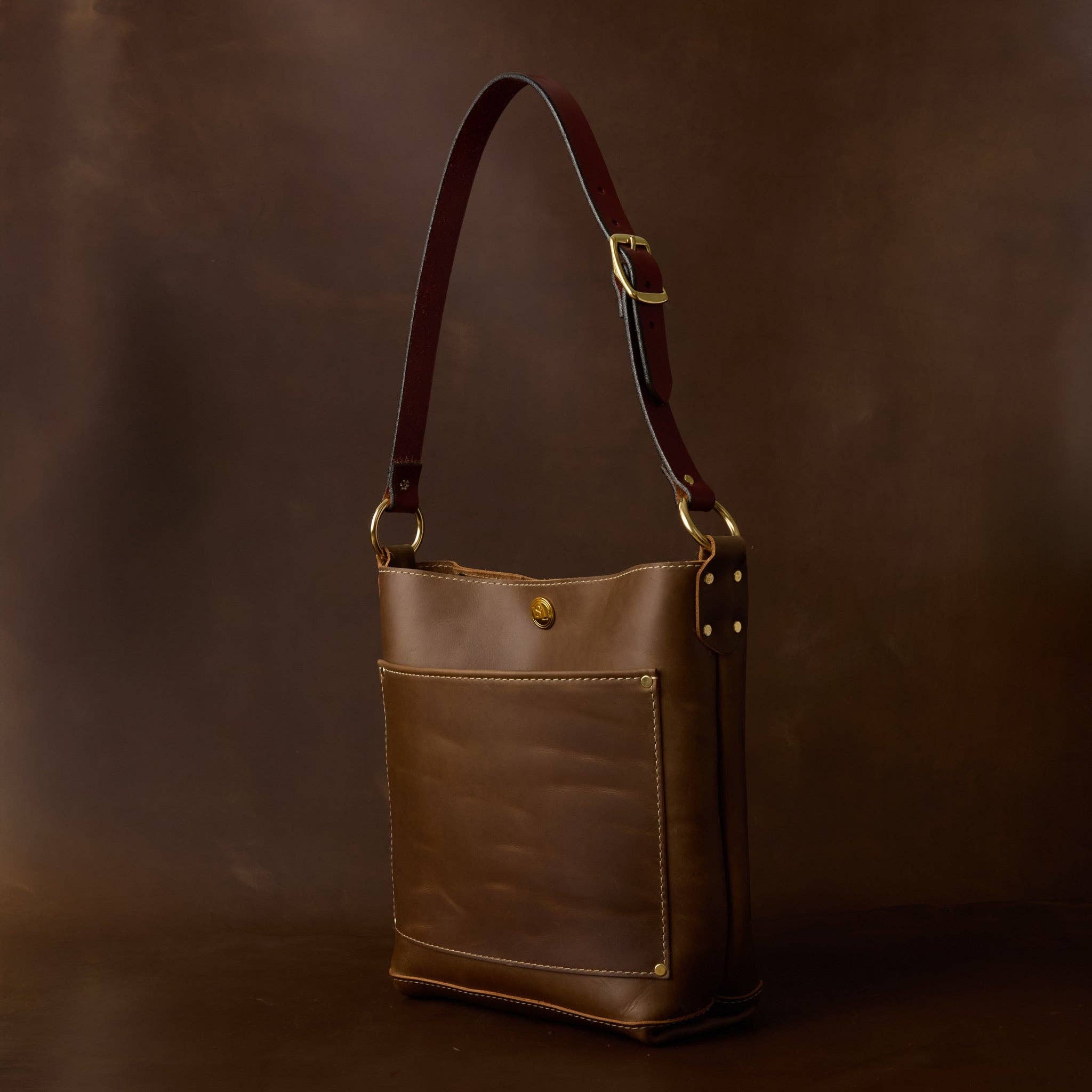 The Single Strap Small Square Tote: Aged Bourbon