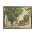 Watercolor Summer Street and lake view landscape: Black With Bead 1300-905 U / 24" X 18"