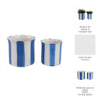 Planters  - Blue Ceramic Striped Scallop, 6"