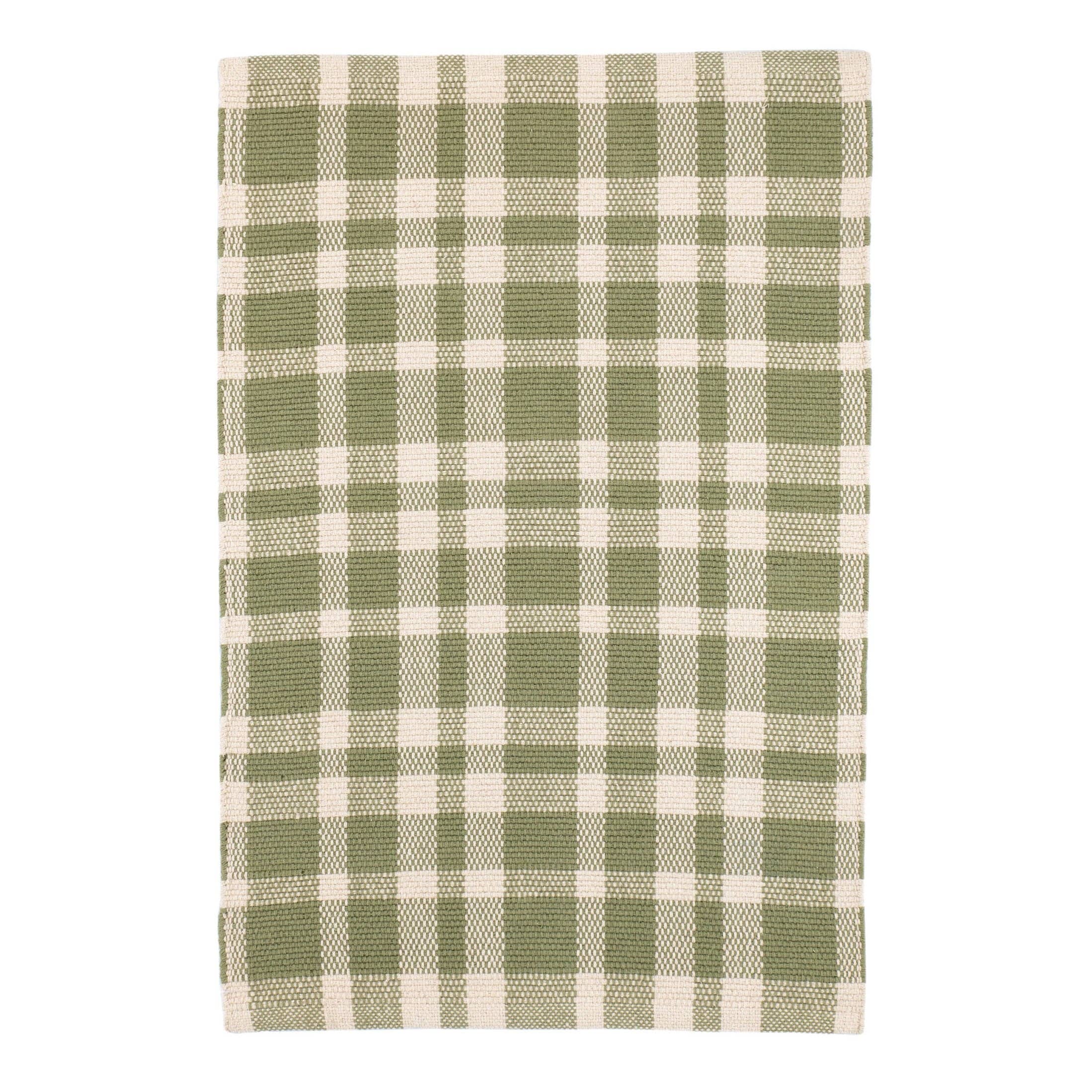 Tattersall Handwoven Cotton Rug | Sage: 2' x 3'