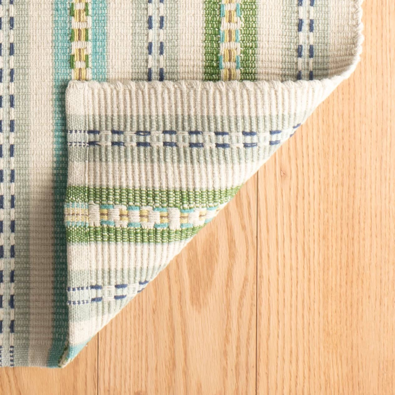 Long Slade Handwoven Cotton Rug | Teal: 2' x 3'