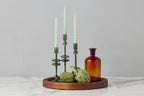Lacquered Twisted Taper Candles, Sage Green, Boxed, Set of 6