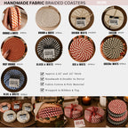 Christmas Coasters, Red Candy Cane Braided Cotton Gift Sets: Red-4pk