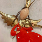 Whimsy Hanging Metal Angel Ornament w/ Violin 15"