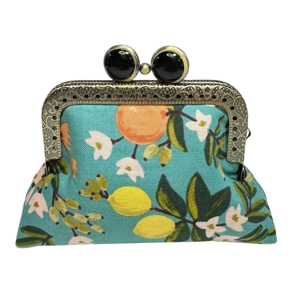 Kiki & Syds Mini Clutch Coin Purse - Citrus Teal: Black