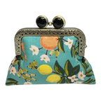 Kiki & Syds Mini Clutch Coin Purse - Citrus Teal: Black