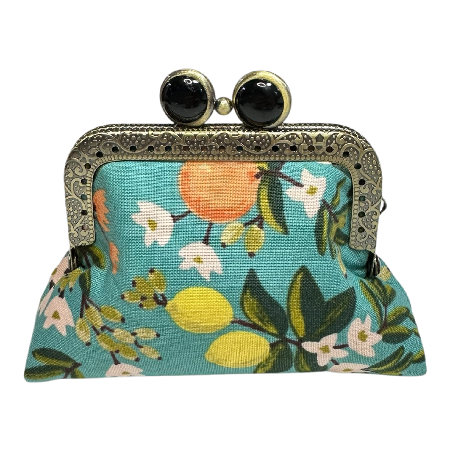 Kiki & Syds Mini Clutch Coin Purse - Citrus Teal: Black