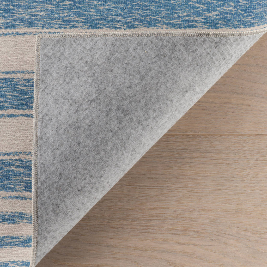 Vion Coastal Striped Machine Washable Rug | Blue: 2' x 3'