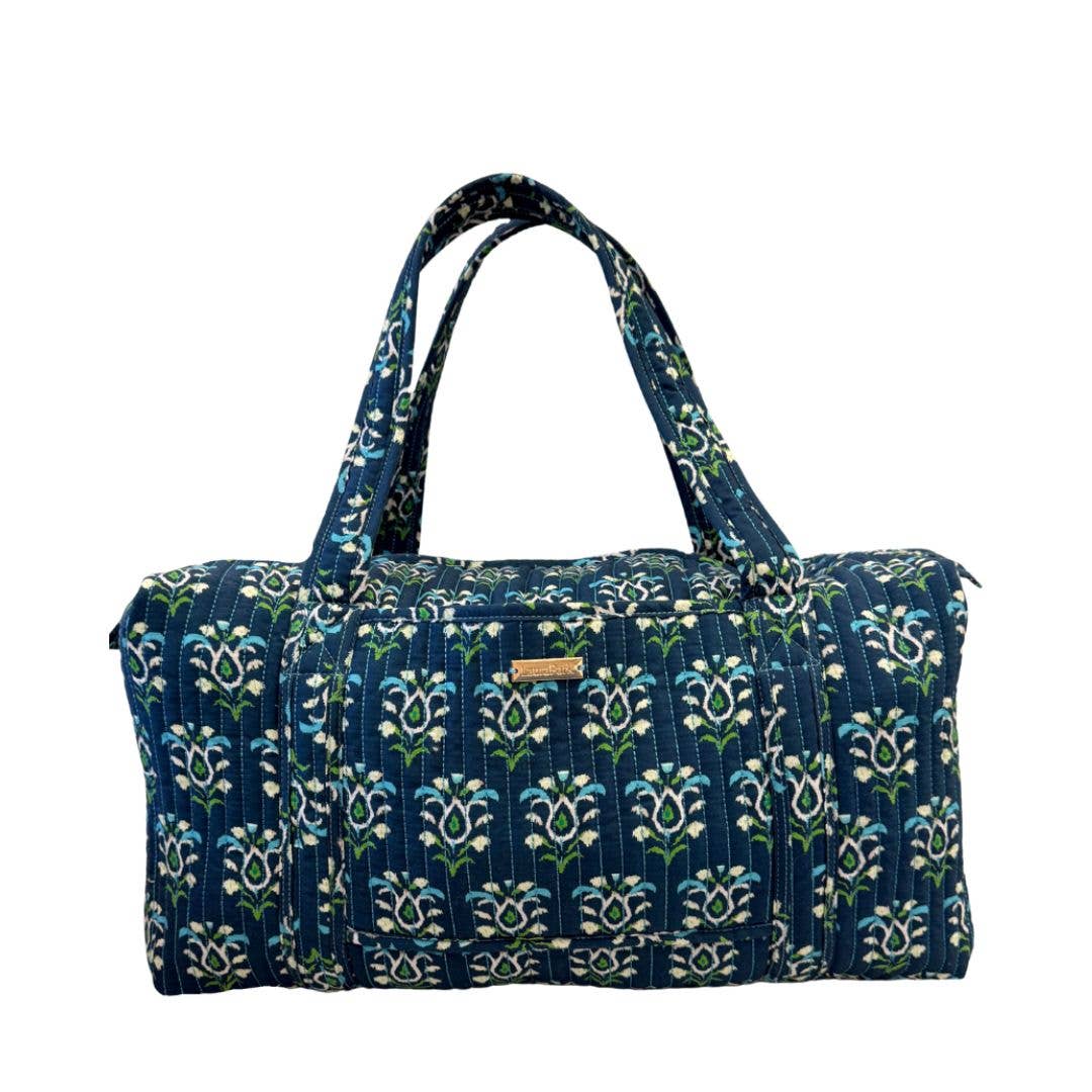 Rosemary Indigo Quilted Signature Duffle Bag: One Size