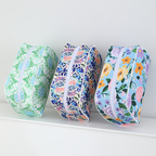 Canvas Cosmetic Case Makeup Bag: Bluebonnet Bloom