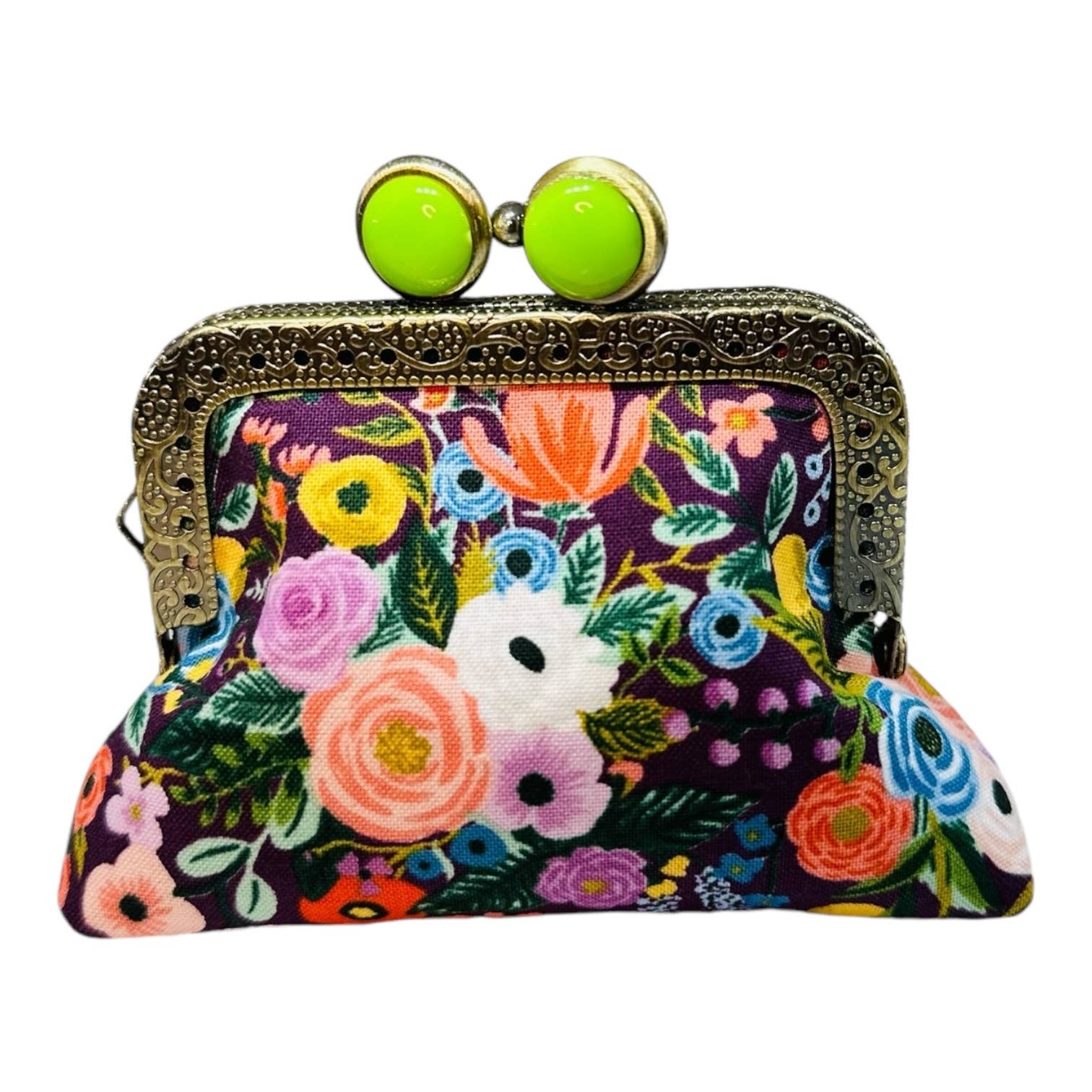 Kiki & Syds Mini Clutch Coin Purse - Petite Floral Plum: Hot Pink