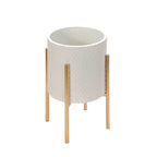 Iron Textured Planters on Stand  White, 11"