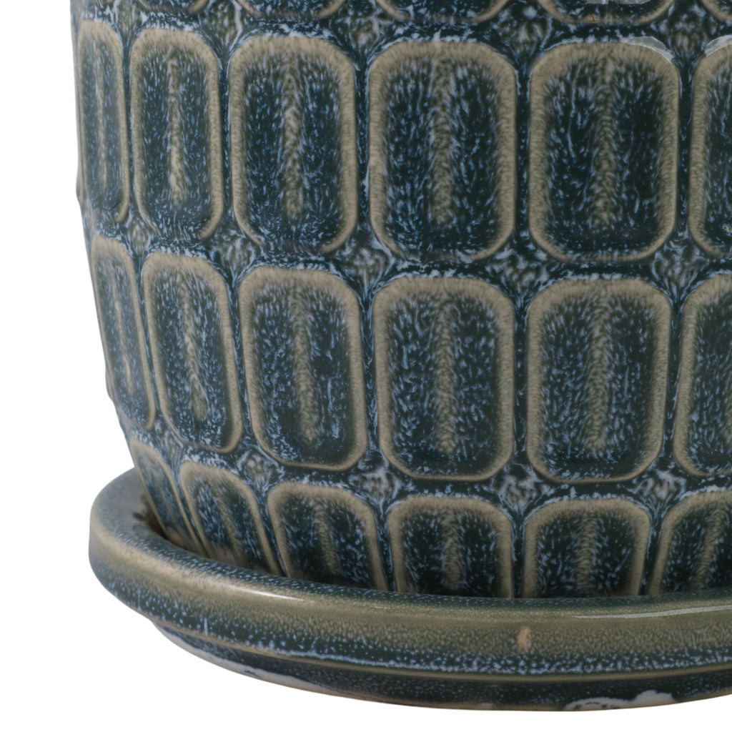 Blue 6/8 in. Ceramic Squoval Saucer Planter (Set of 2)