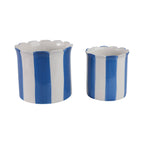 Planters  - Blue Ceramic Striped Scallop, 6"