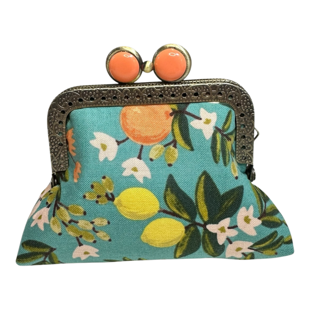 Kiki & Syds Mini Clutch Coin Purse - Citrus Teal: Black