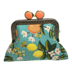 Kiki & Syds Mini Clutch Coin Purse - Citrus Teal: Black
