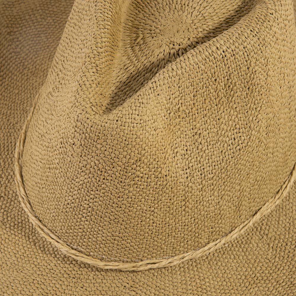 Paper Straw Braided Cord Band Cowboy Hat: KA