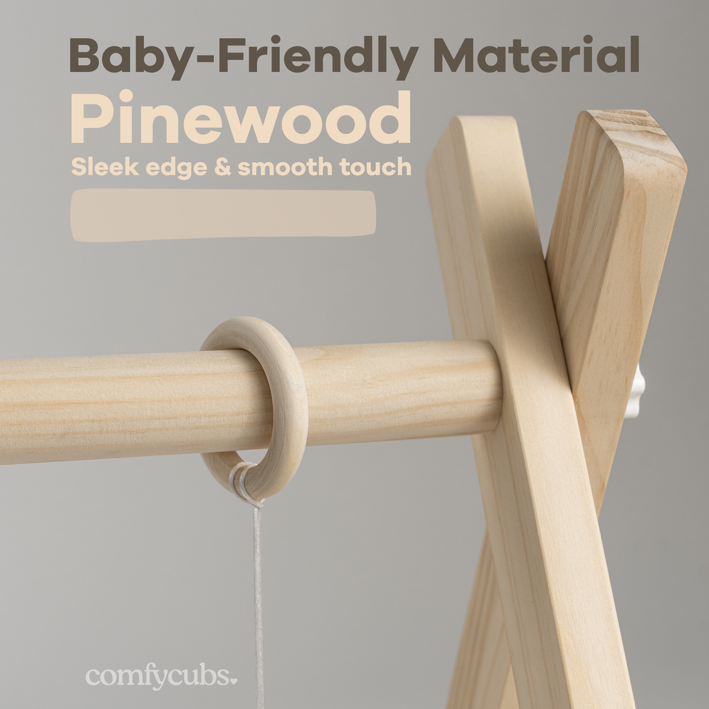 Wooden Baby Play Gym, Baby Activity Gym by Comfy Cubs: Natural Wood