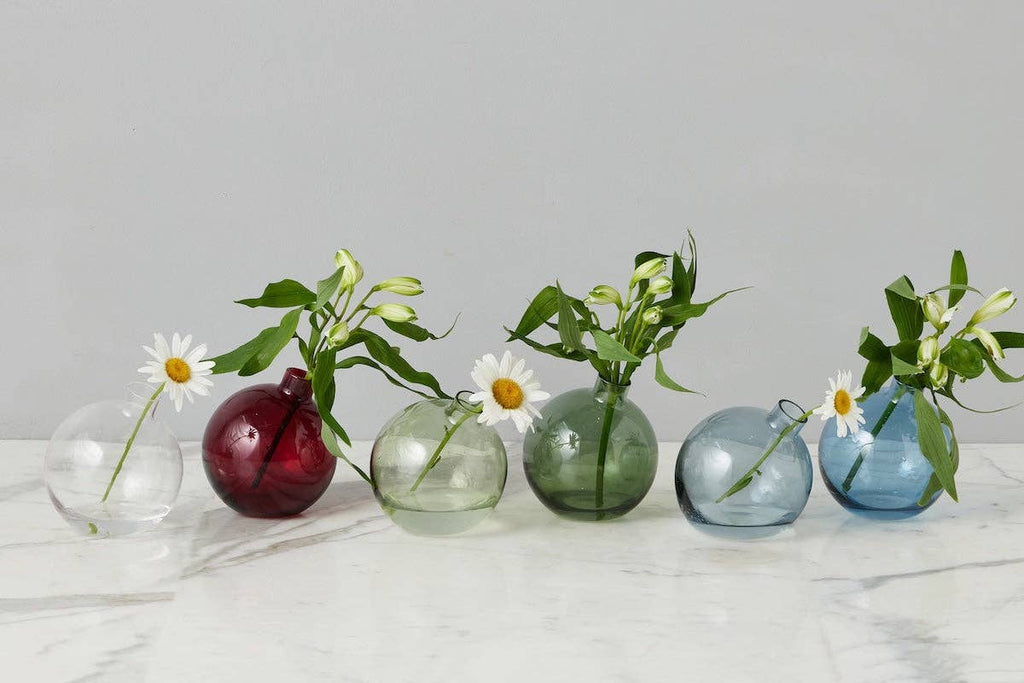 Glass Sphere Bud Vase, Merlot Red
