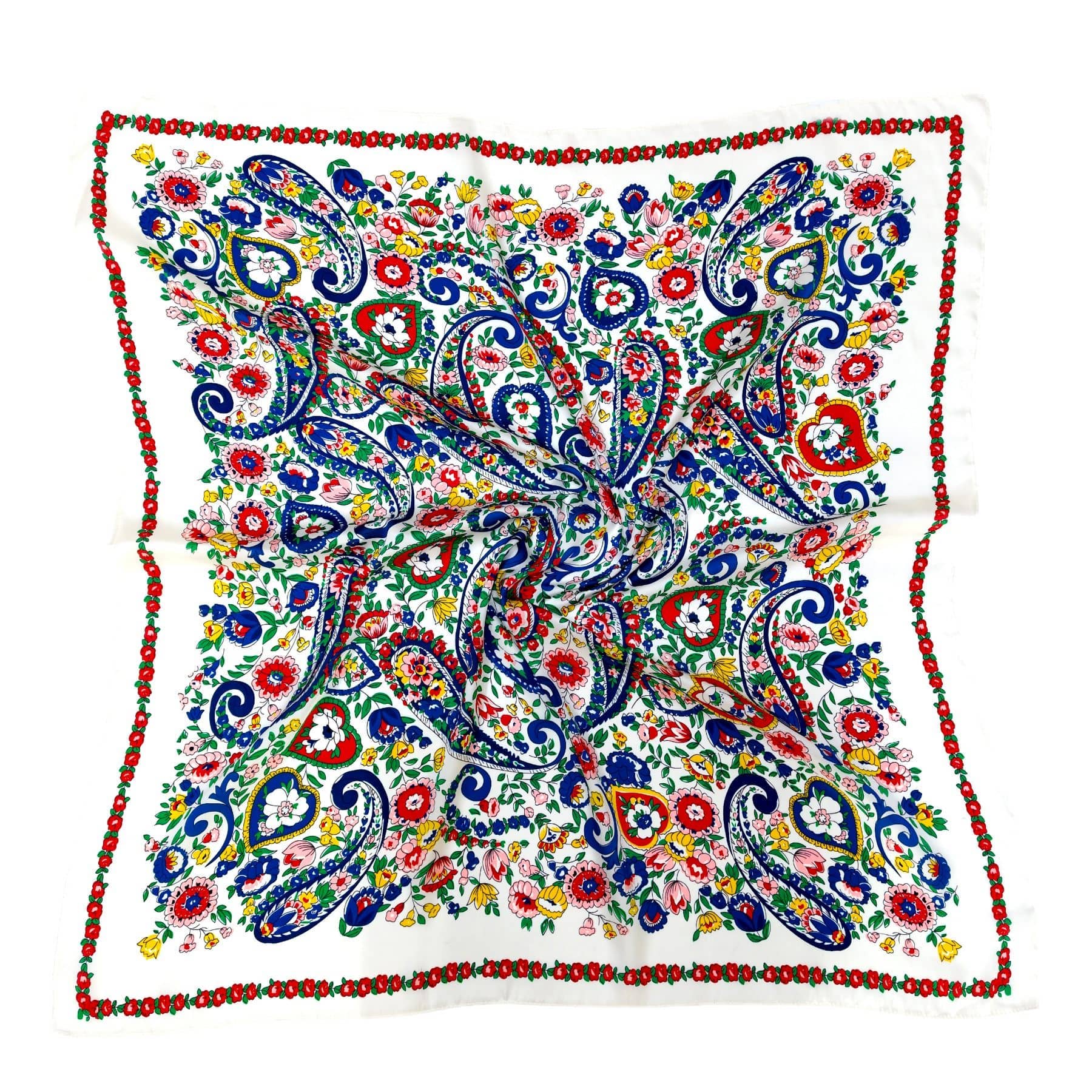 WLQS524 Paisley Print Square Scarf: White