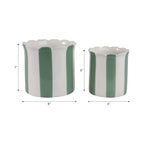 Planters  - Green/White Ceramic Striped, 6 in