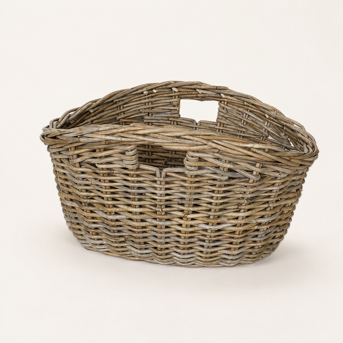 Rattan Oval Storage Basket: Large - 12" H with Handles